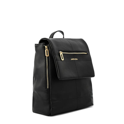 Elena black medium lid backpack