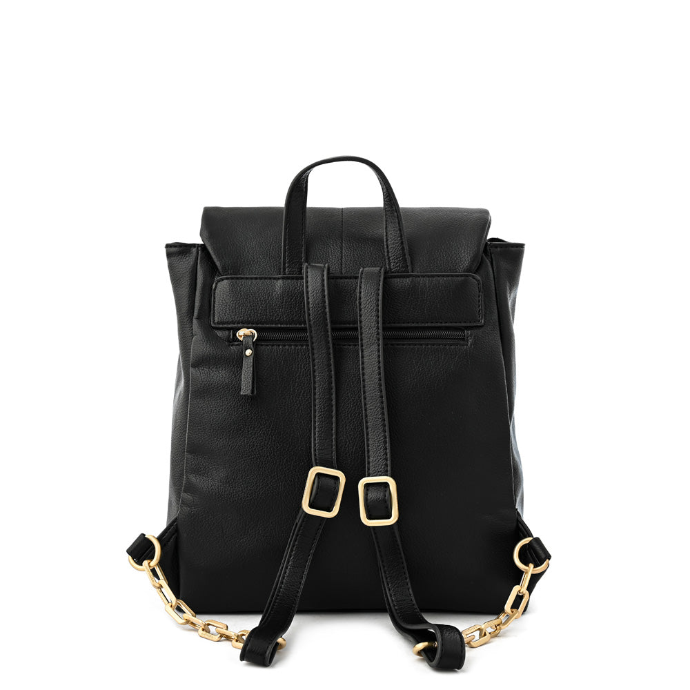 Elena black medium lid backpack