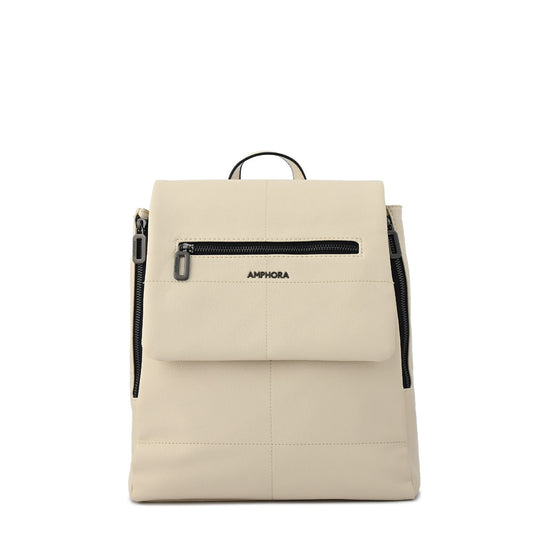 Elena ecru white backpack with medium lid