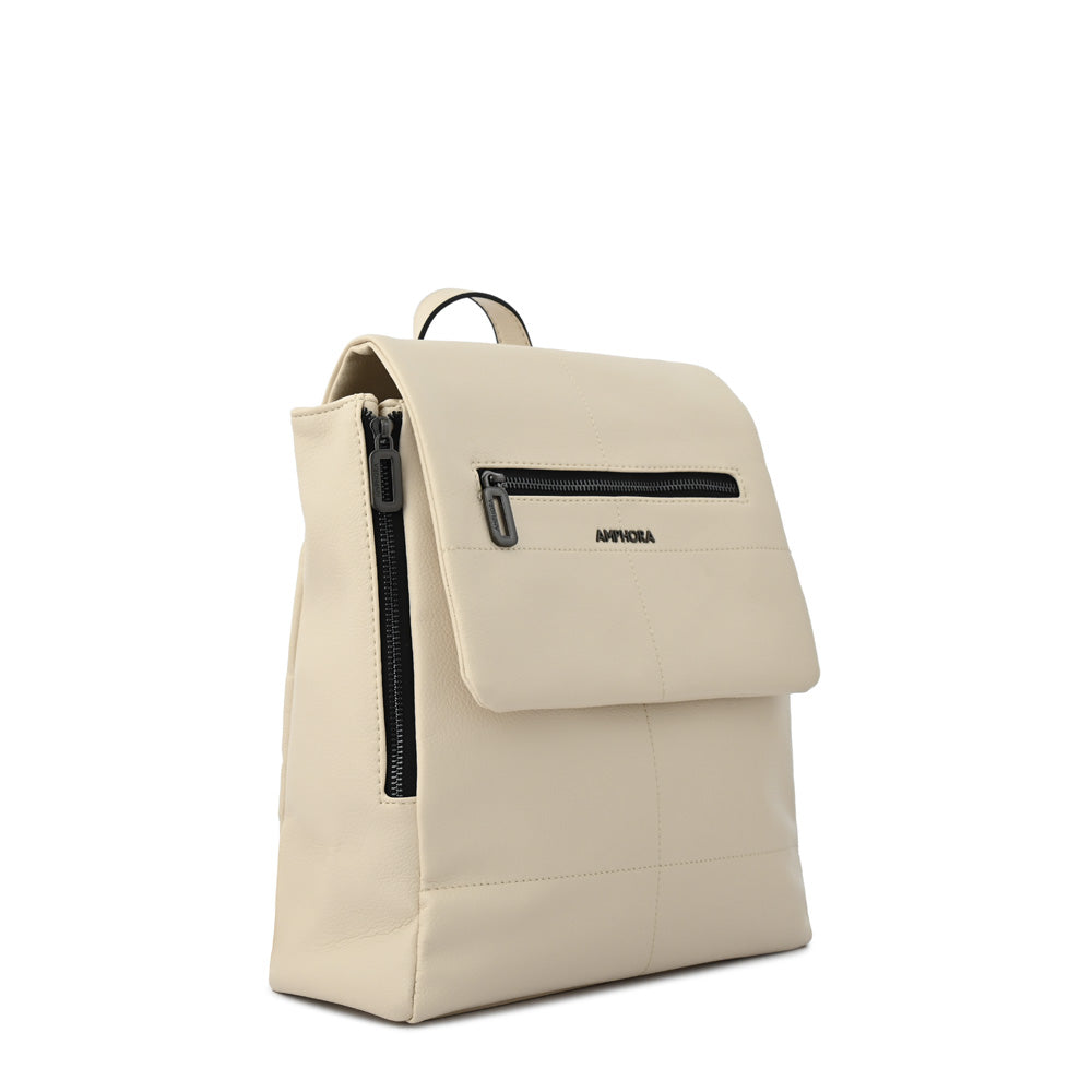 Elena ecru white backpack with medium lid