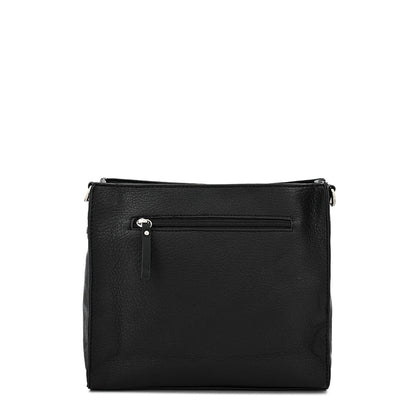 Silvia medium black textured crossbody wallet