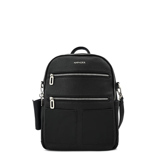 Silvia large textured black backpack