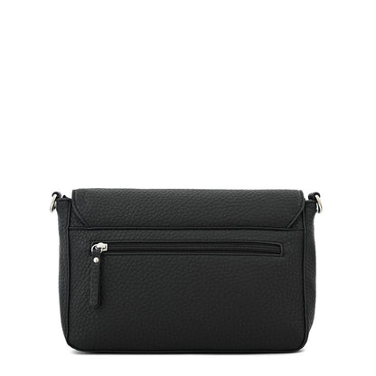 Crossbody wallet with medium textured black orieta cover