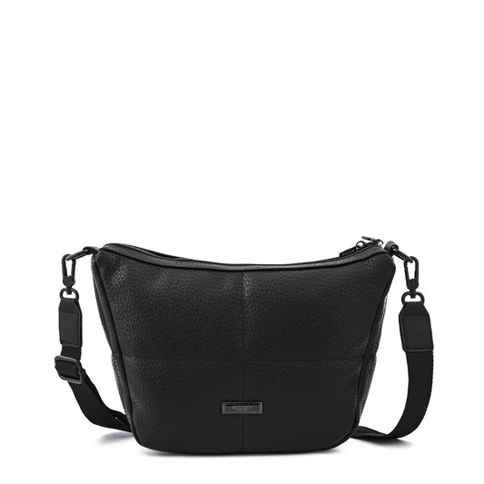 Medium textured black charo crossbody wallet