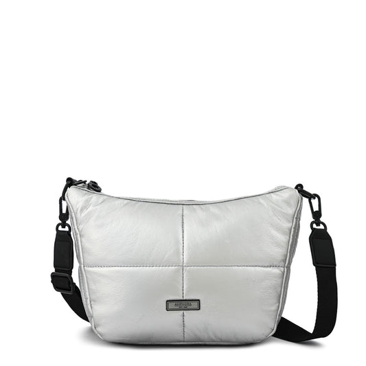 Medium silver-colored crossbody bag