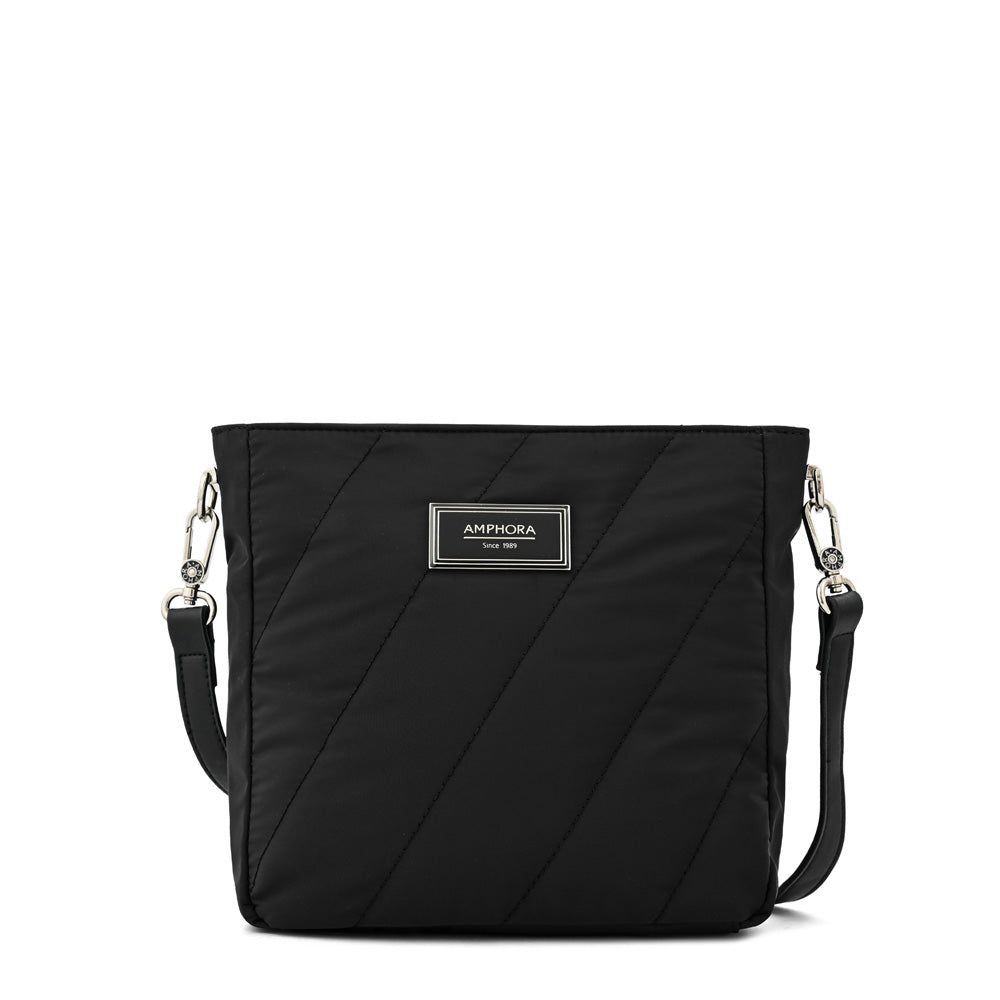 Janelle Medium Textured Black Crossbody Wallet