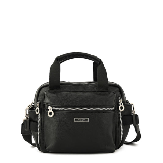 Medium textured black lani crossbody wallet