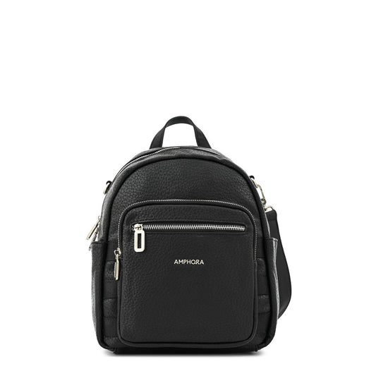Tessie medium black textured backpack