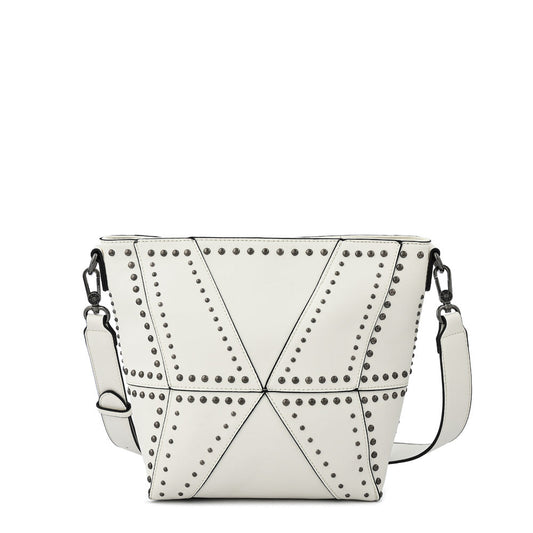 Medium white maurin straight cut shoulder bag