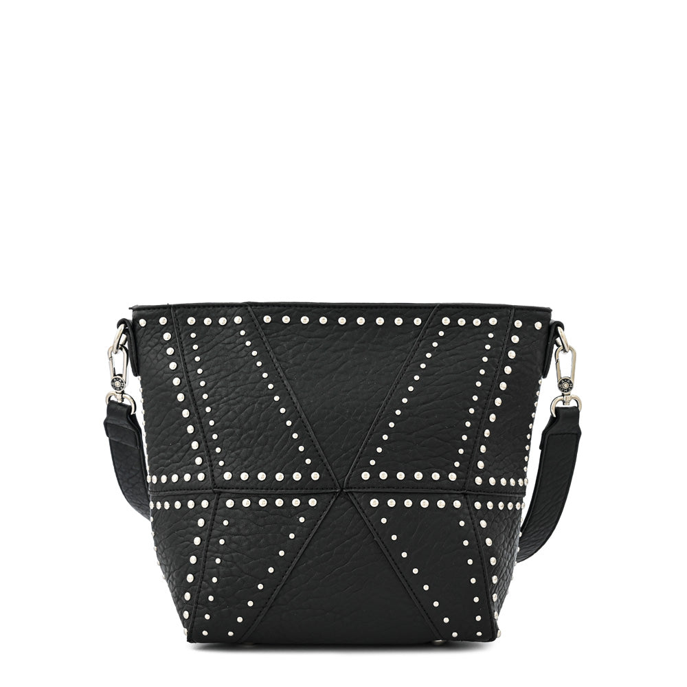 Textured black maurin straight cut crossbody wallet