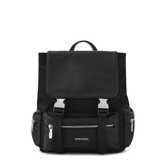 Oriana large textured black backpack