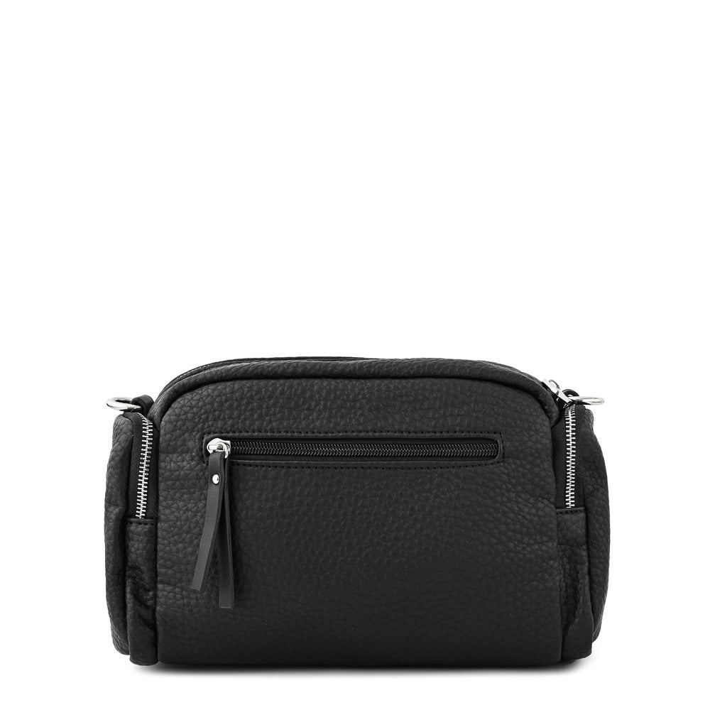 Ziva Medium Textured Black Crossbody Wallet