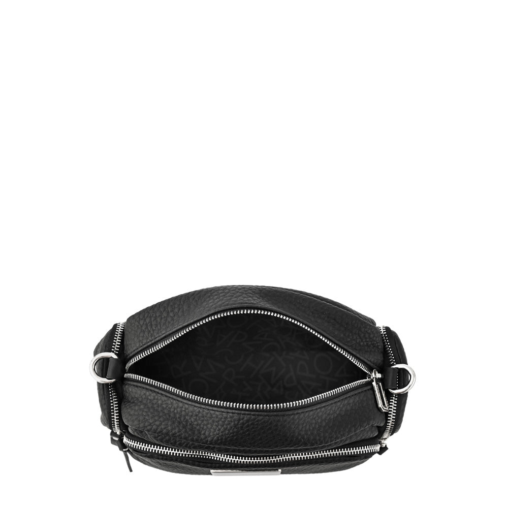 Ziva Medium Textured Black Crossbody Wallet