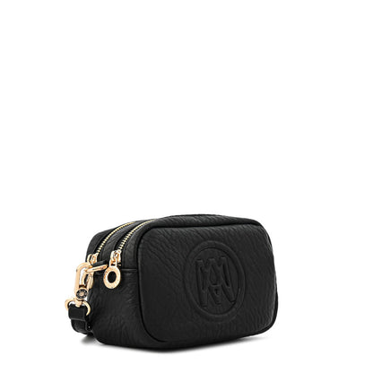 Delia small textured black crossbody wallet