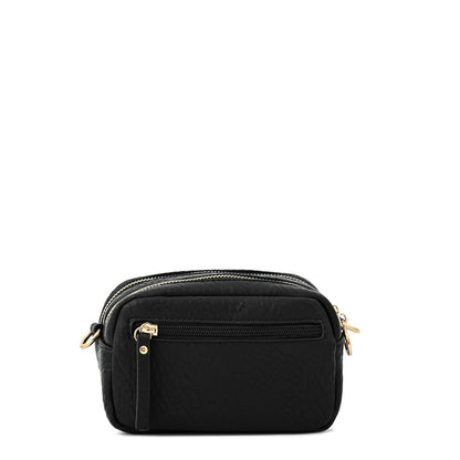 Delia small textured black crossbody wallet