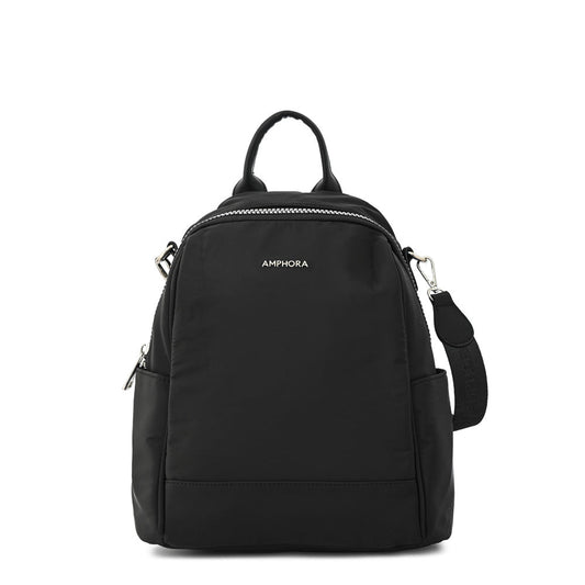 Medium large textured black backpack