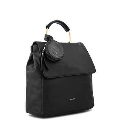 Benita medium black textured backpack with lid