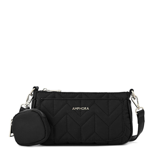 Medium Blinky Black Textured Crossbody Wallet