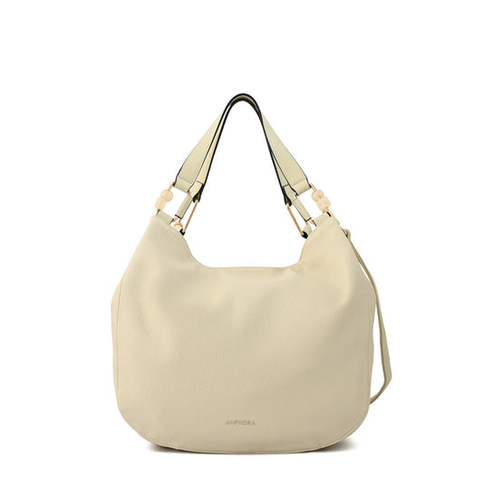 Large two-handle purse in raw white vermel