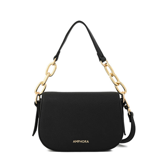 Medium chiara textured black crossbody wallet