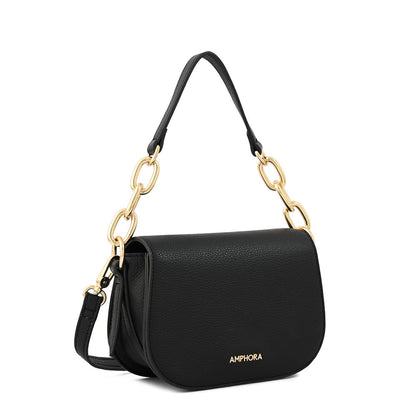 Medium chiara textured black crossbody wallet