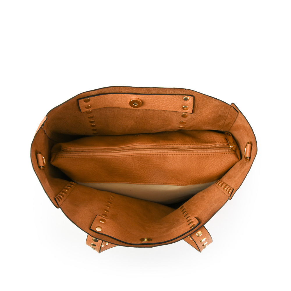 Valy Camel Large Two Handle Wallet