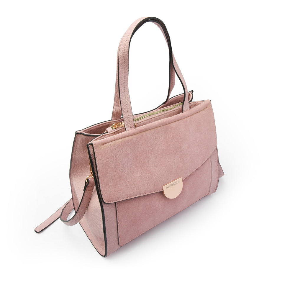amphora noly cartera dos asas tres divisiones rosa viejo
