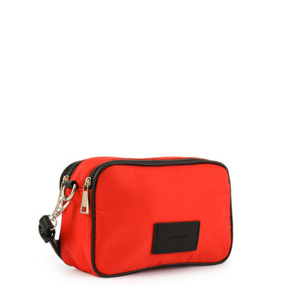 Small red frezzy crossbody wallet
