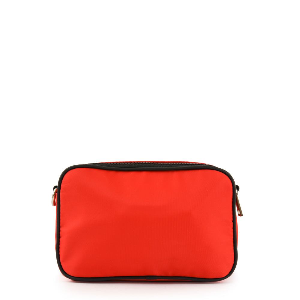 Small red frezzy crossbody wallet