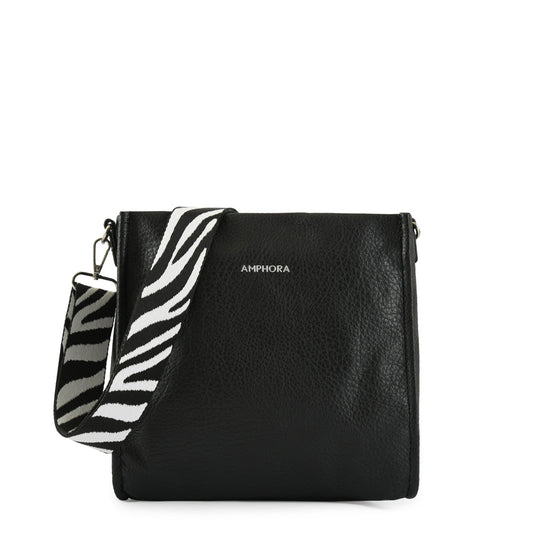 Medium black zèbre crossbody wallet