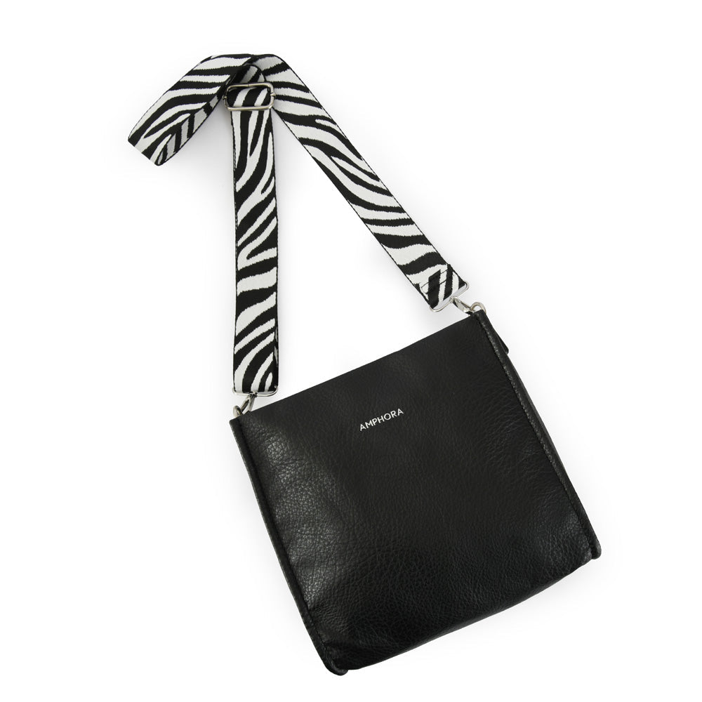 Medium black zèbre crossbody wallet