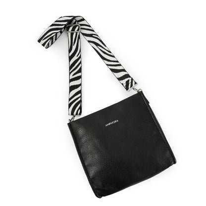 Medium black zèbre crossbody wallet