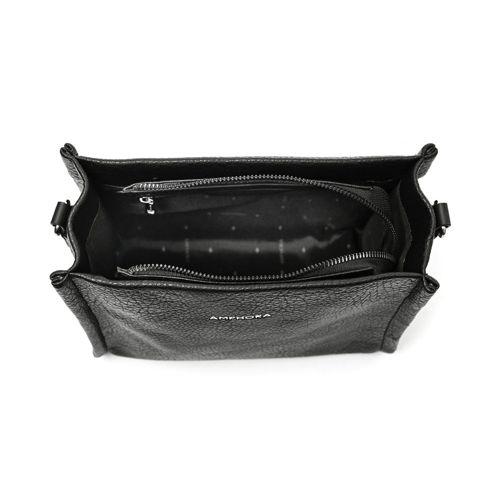 Medium black zèbre crossbody wallet