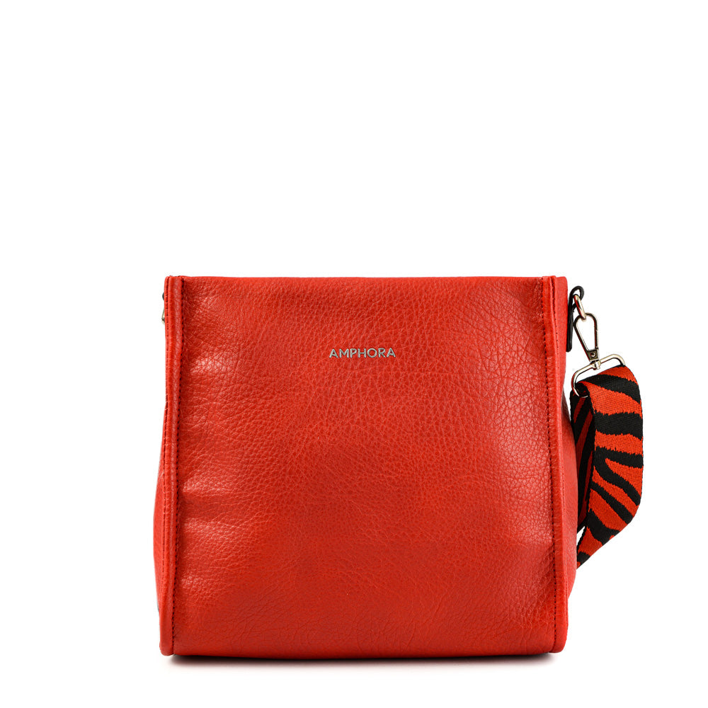 Medium red zèbre crossbody bag