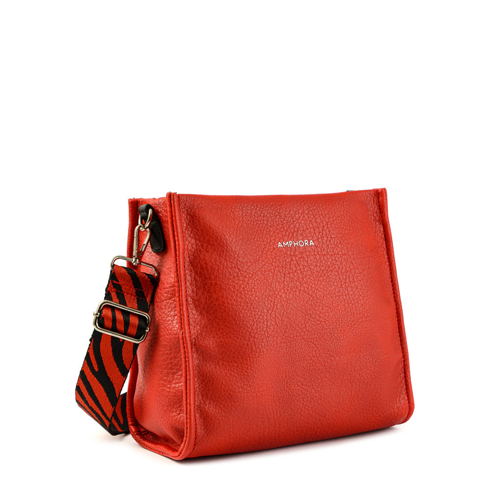 Medium red zèbre crossbody bag