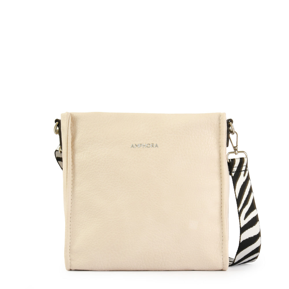 amphora zèbre cartera bandolera mediana blanco crudo