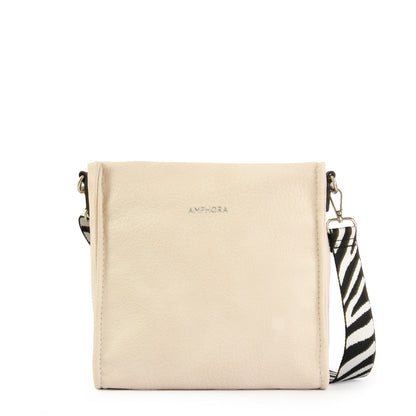 amphora zèbre cartera bandolera mediana blanco crudo