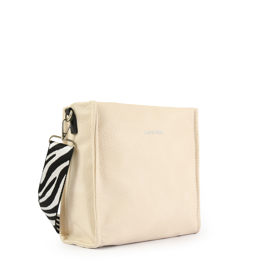 amphora zèbre cartera bandolera mediana blanco crudo