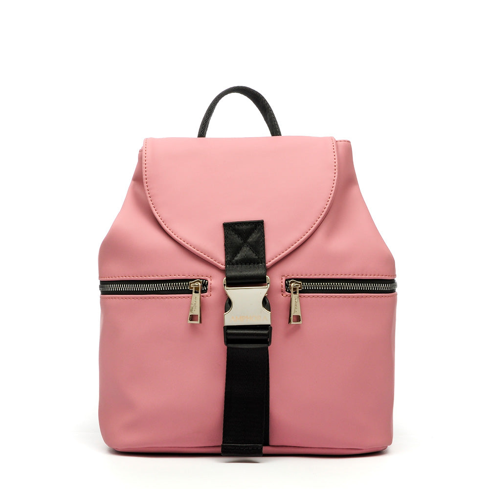 amphora matilde mochila con tapa mediana rosado
