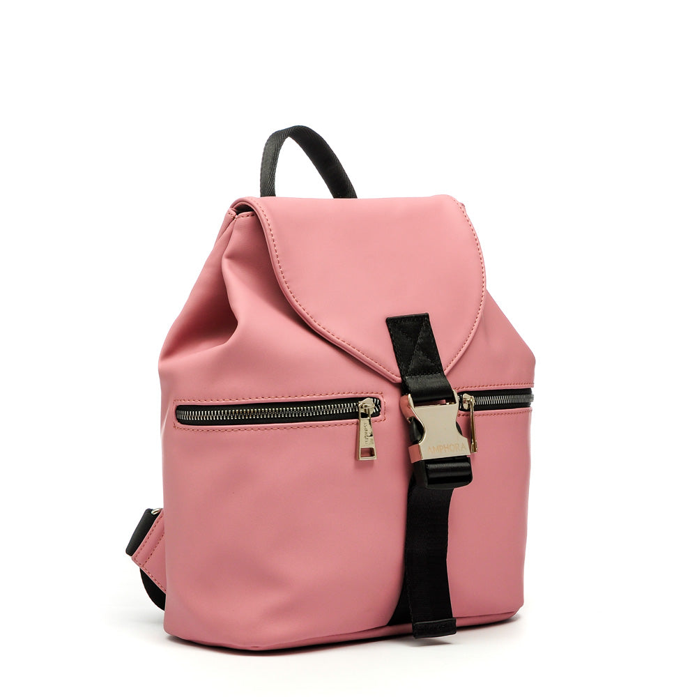 amphora matilde mochila con tapa mediana rosado