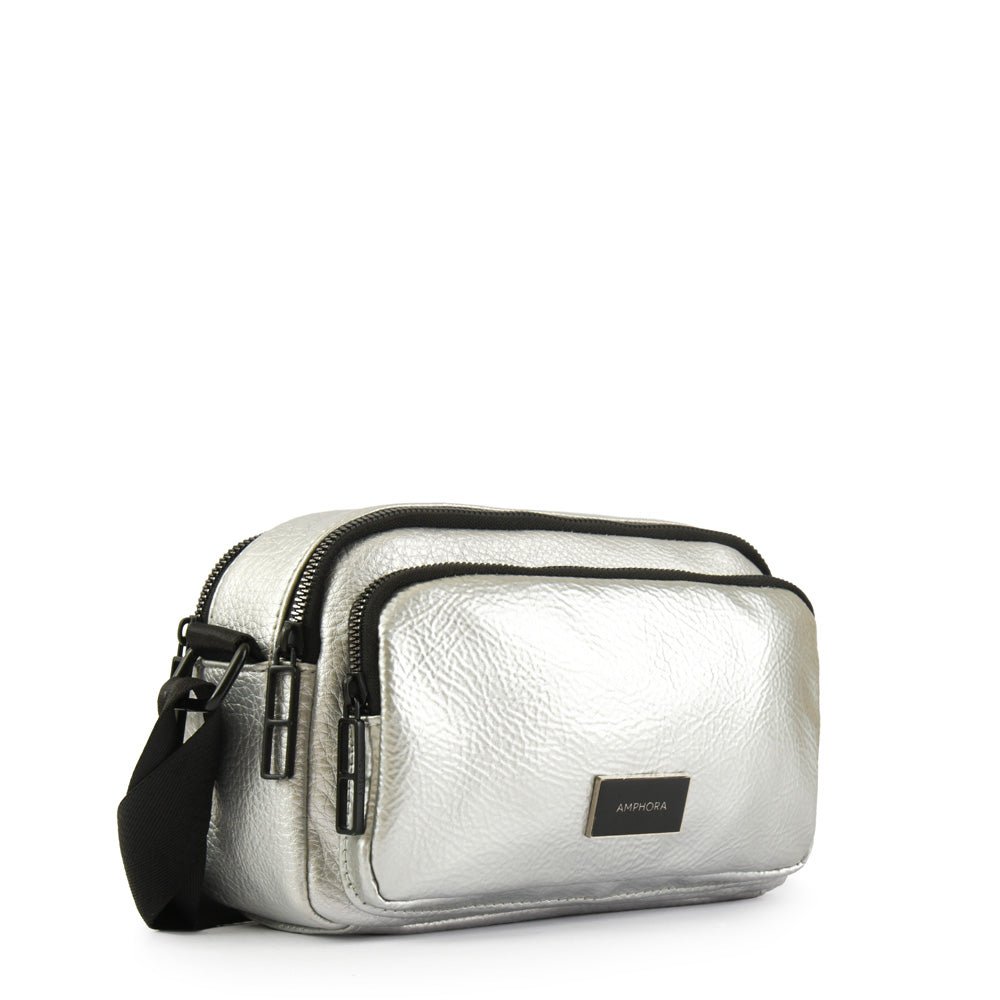 Medium silver debbie crossbody bag