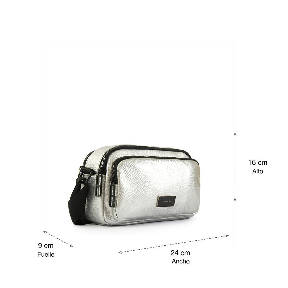 Medium silver debbie crossbody bag