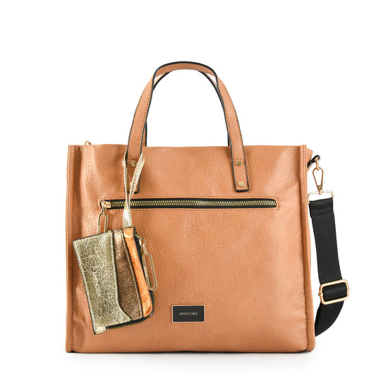 Wallet Two Handles Three divisions Medium Delfine Camel