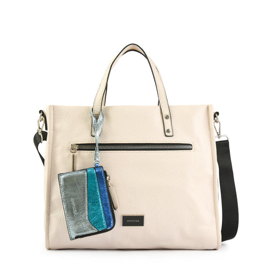 Wallet Two Handles Three divisions Medium Delfine White Raw