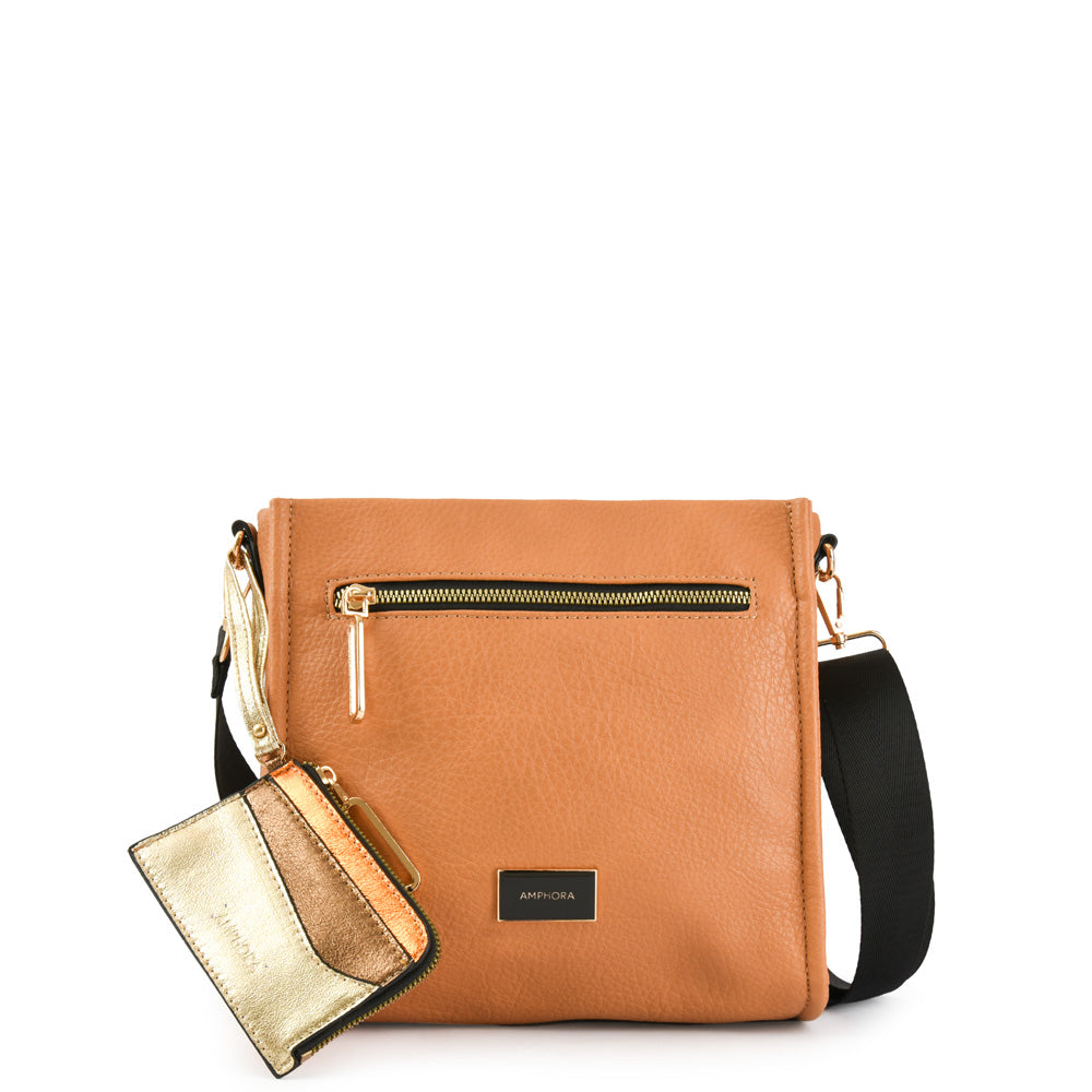 Small Delfine Camel Crossbody Wallet