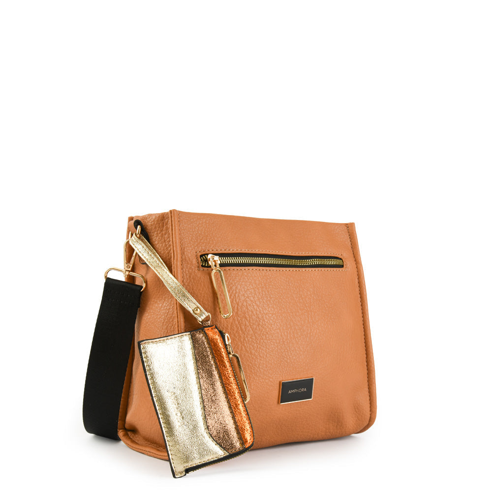 Small Delfine Camel Crossbody Wallet