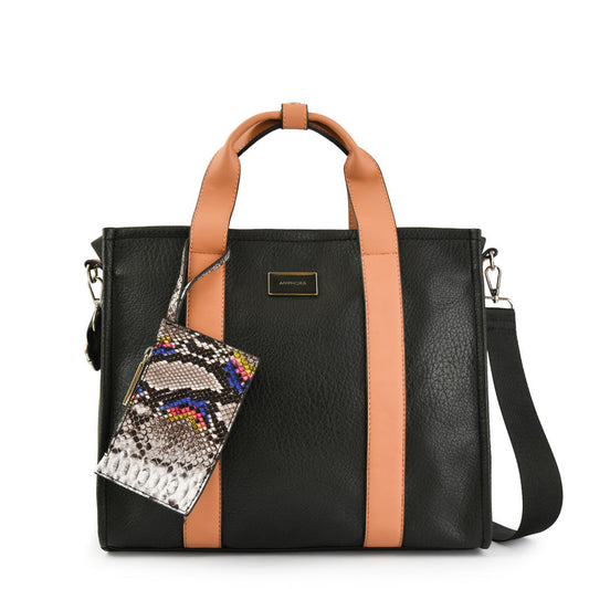 Wallet Two Handles Three divisions Medium Demi Black