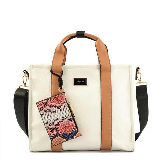 Wallet Two Handles Three divisions Medium Demi White