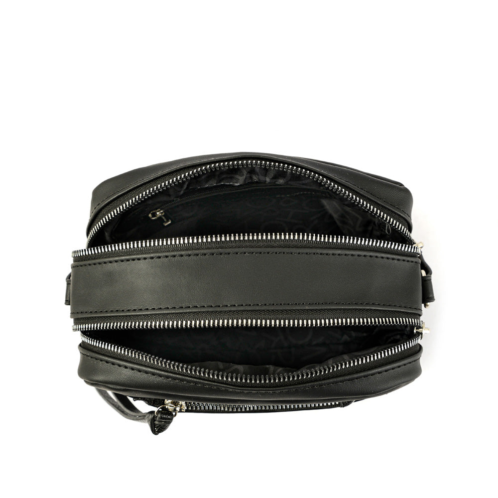 Karol Black Medium Crossbody Wallet