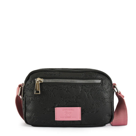 Small black horses crossbody bag